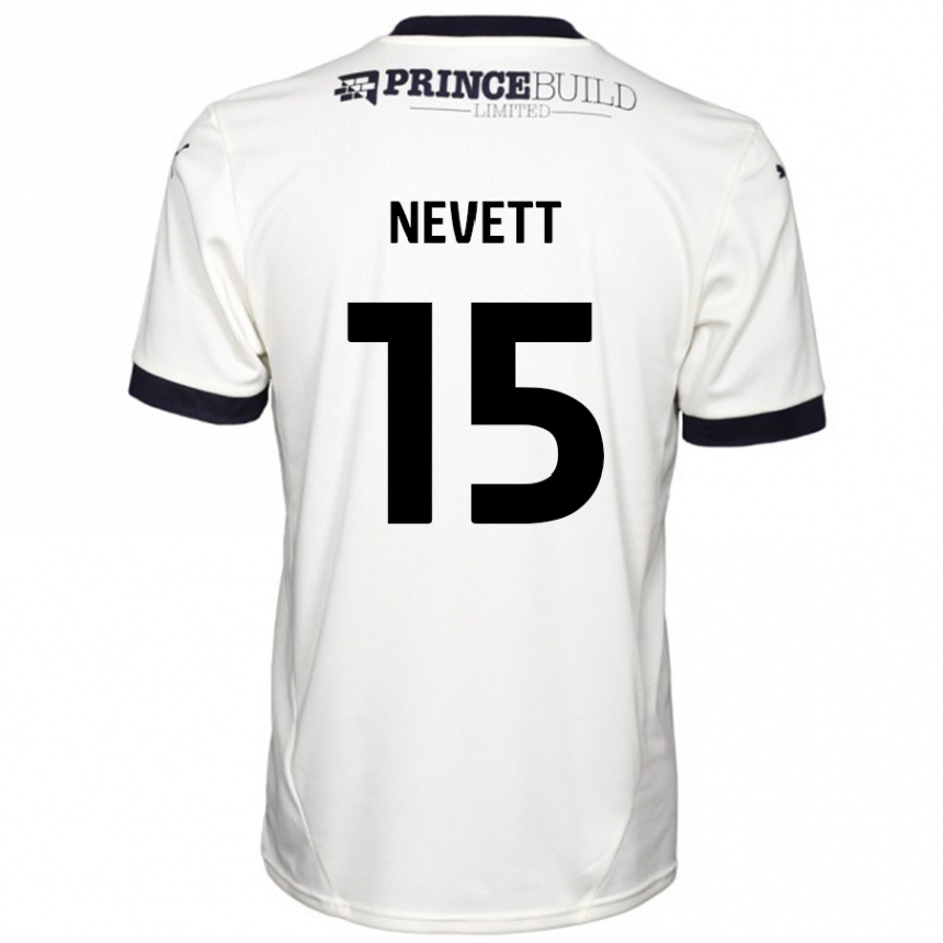 Kids Football George Nevett #15 Off White Black Away Jersey 2024/25 T-Shirt Uk