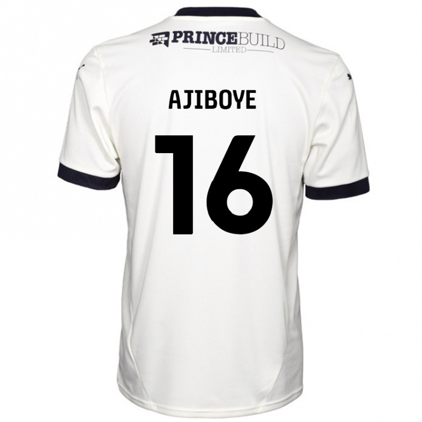 Kids Football David Ajiboye #16 Off White Black Away Jersey 2024/25 T-Shirt Uk