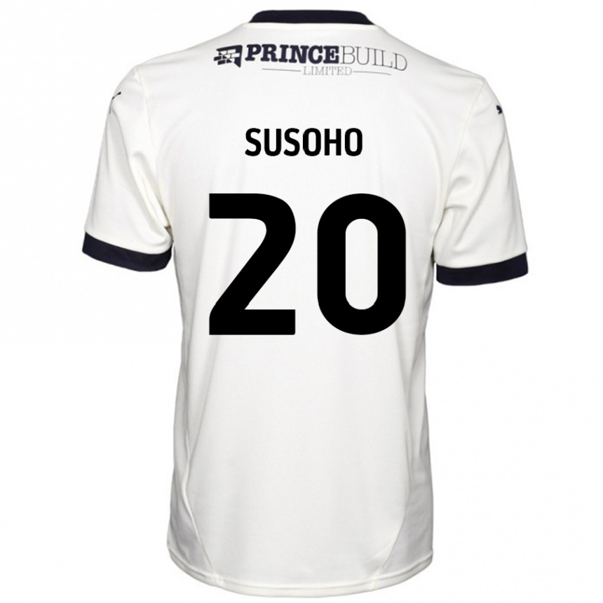 Kids Football Mahamadou Susoho #20 Off White Black Away Jersey 2024/25 T-Shirt Uk