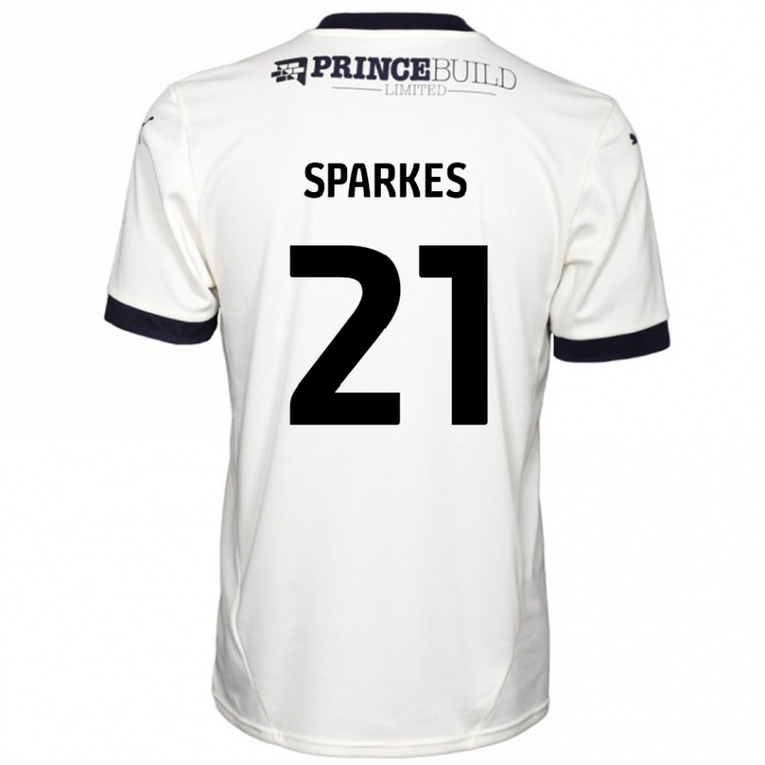 Kids Football Jack Sparkes #21 Off White Black Away Jersey 2024/25 T-Shirt Uk