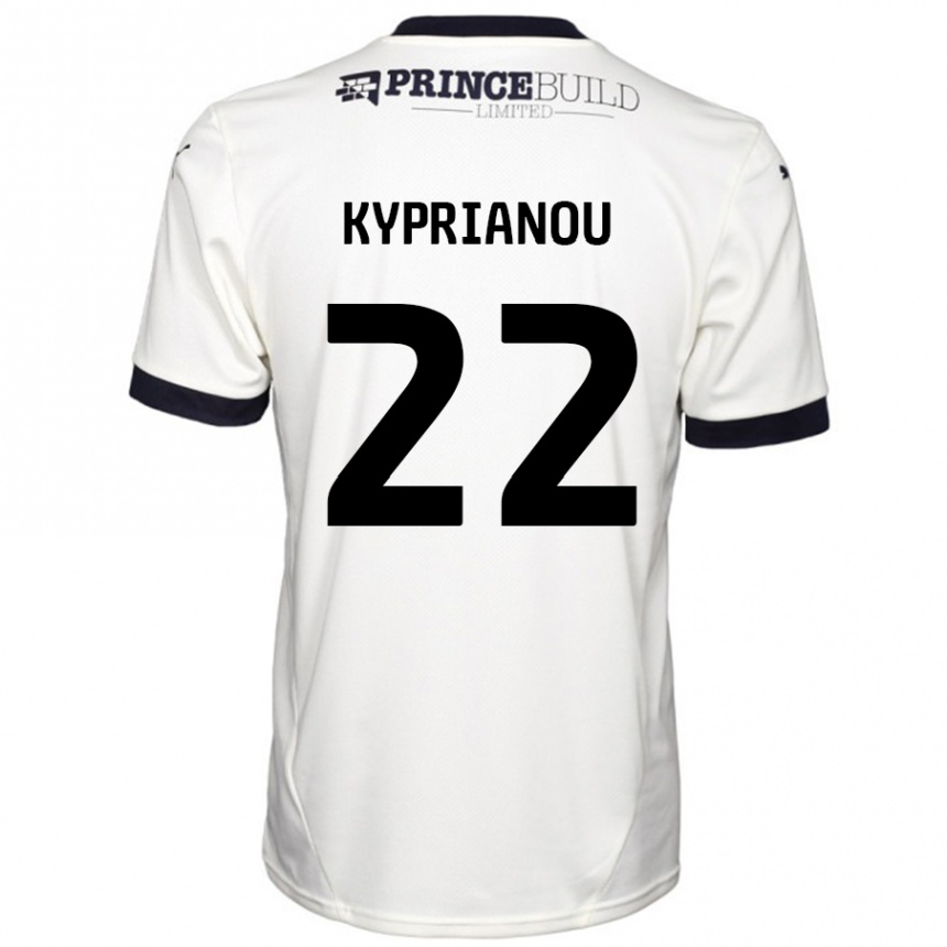 Kids Football Hector Kyprianou #22 Off White Black Away Jersey 2024/25 T-Shirt Uk