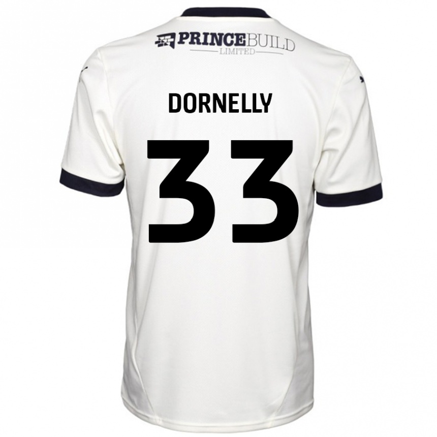 Kids Football James Dornelly #33 Off White Black Away Jersey 2024/25 T-Shirt Uk