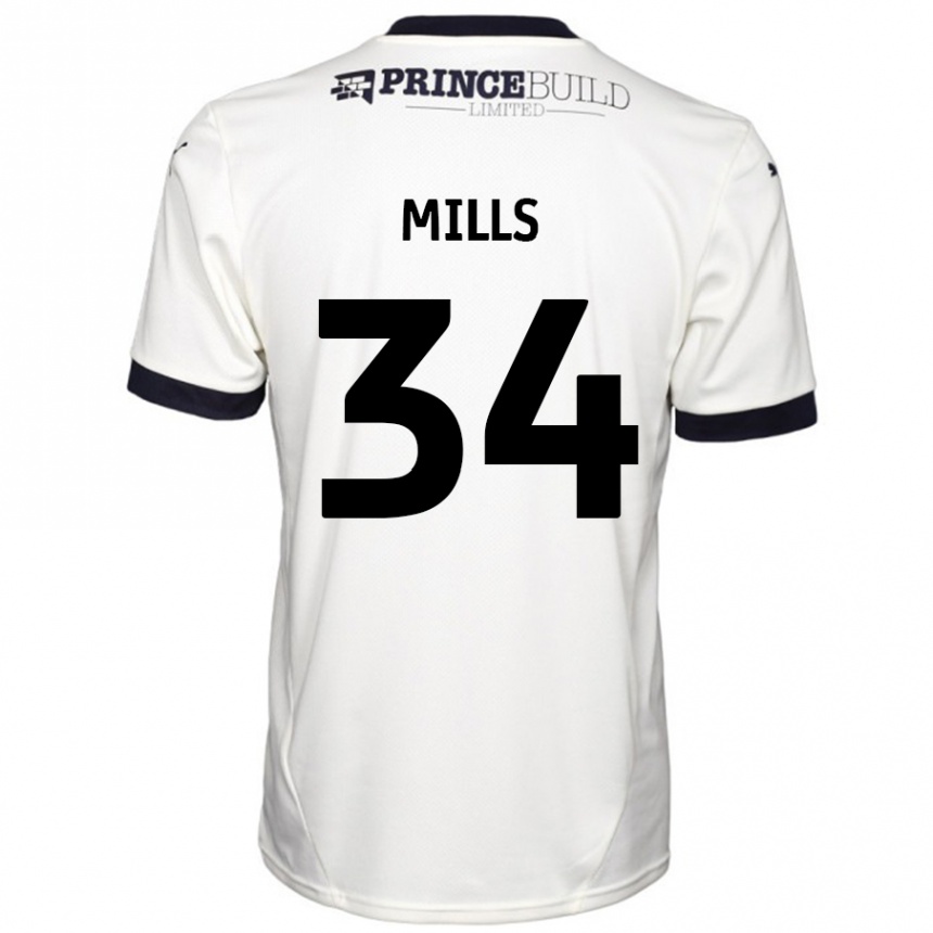 Kids Football Harley Mills #34 Off White Black Away Jersey 2024/25 T-Shirt Uk