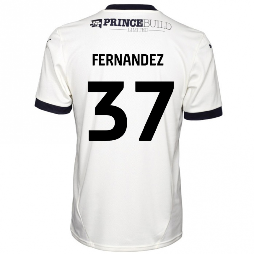 Kids Football Emmanuel Fernandez #37 Off White Black Away Jersey 2024/25 T-Shirt Uk