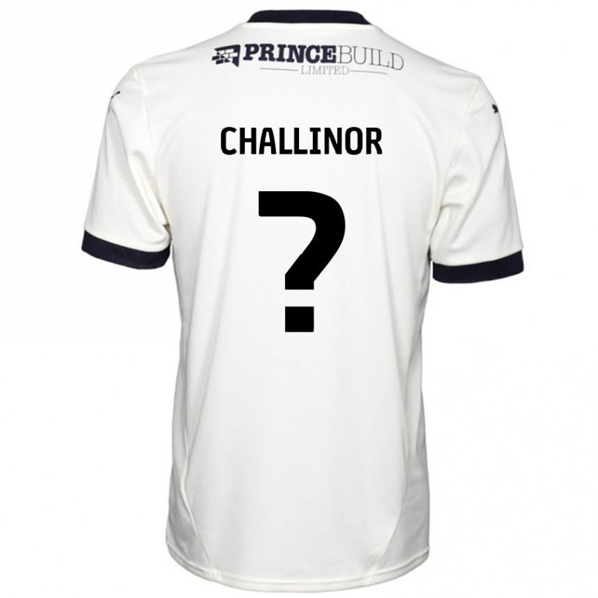 Kids Football Ben Challinor #0 Off White Black Away Jersey 2024/25 T-Shirt Uk