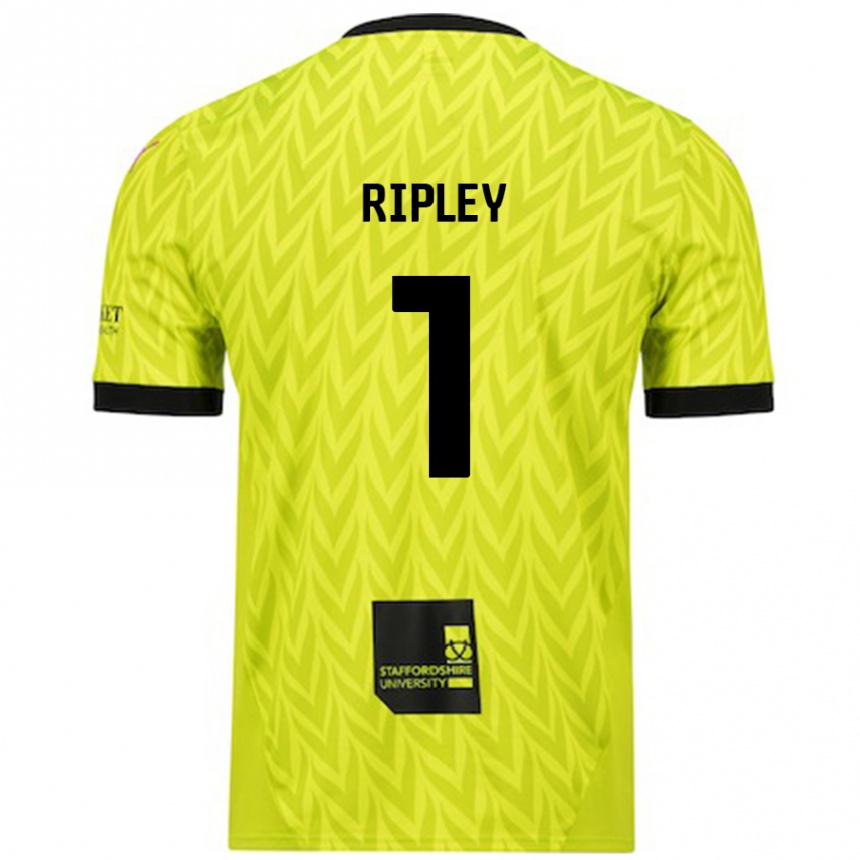 Kids Football Connor Ripley #1 Fluorescent Green Away Jersey 2024/25 T-Shirt Uk