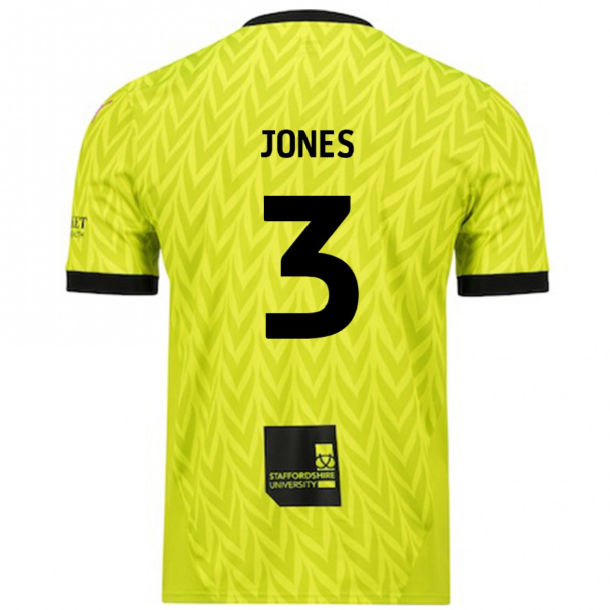 Kids Football Dan Jones #3 Fluorescent Green Away Jersey 2024/25 T-Shirt Uk