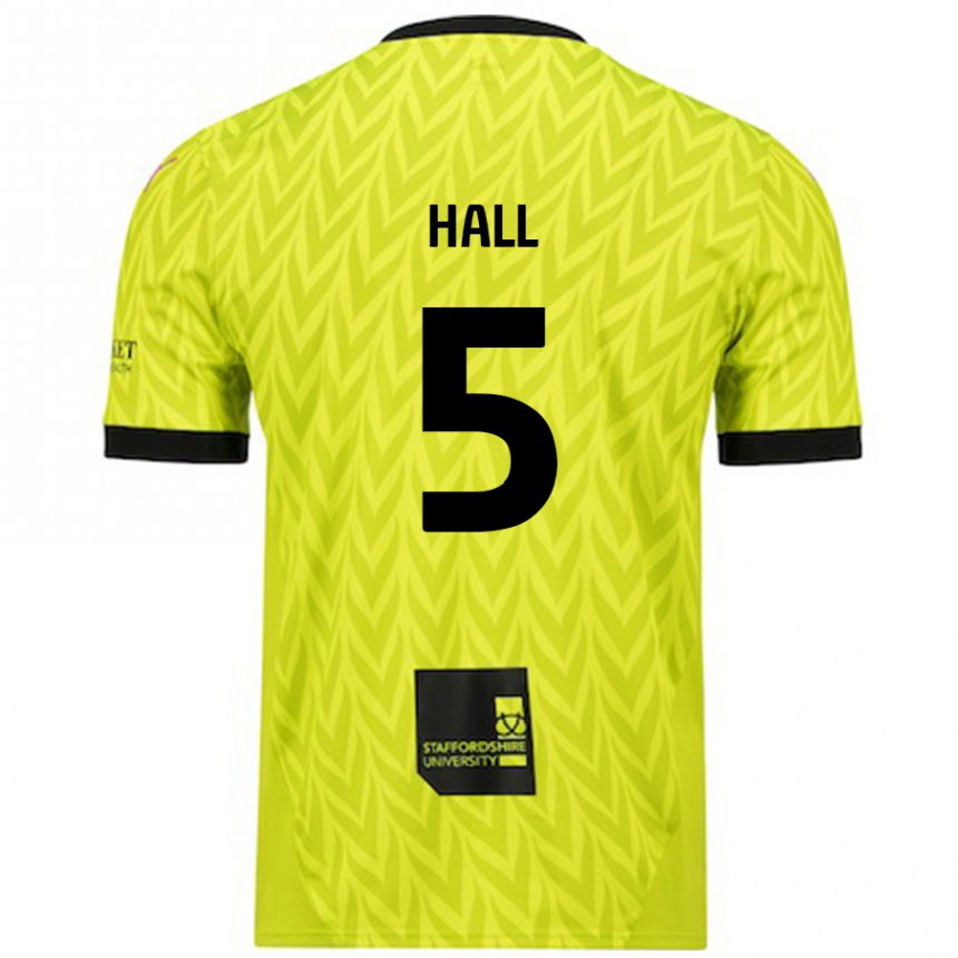 Kids Football Connor Hall #5 Fluorescent Green Away Jersey 2024/25 T-Shirt Uk