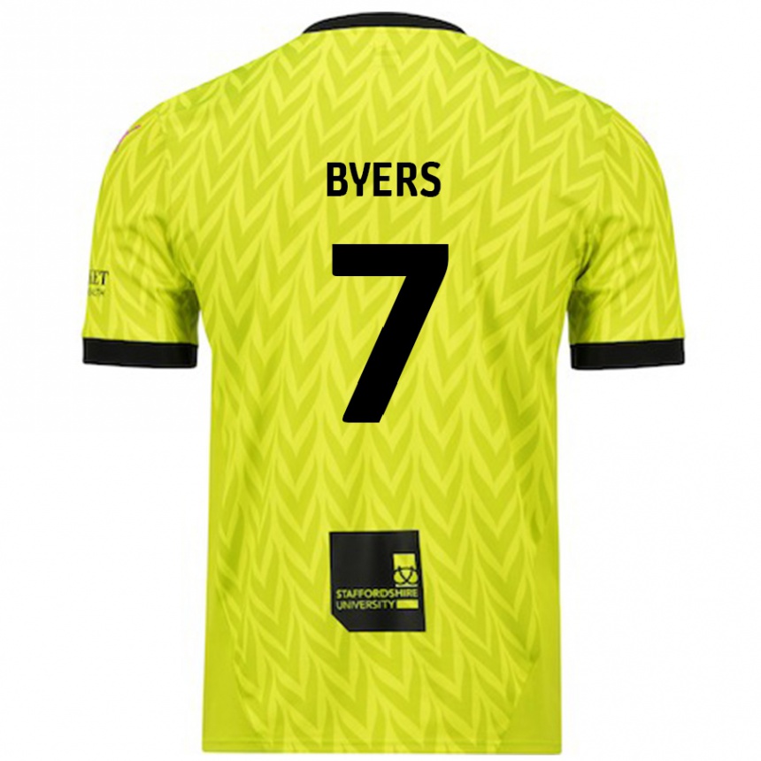 Kids Football George Byers #7 Fluorescent Green Away Jersey 2024/25 T-Shirt Uk