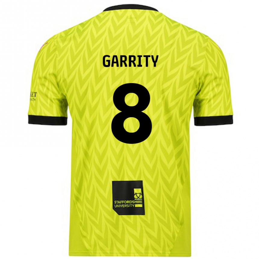 Kids Football Ben Garrity #8 Fluorescent Green Away Jersey 2024/25 T-Shirt Uk