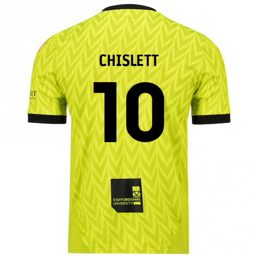 Kids Football Ethan Chislett #10 Fluorescent Green Away Jersey 2024/25 T-Shirt Uk