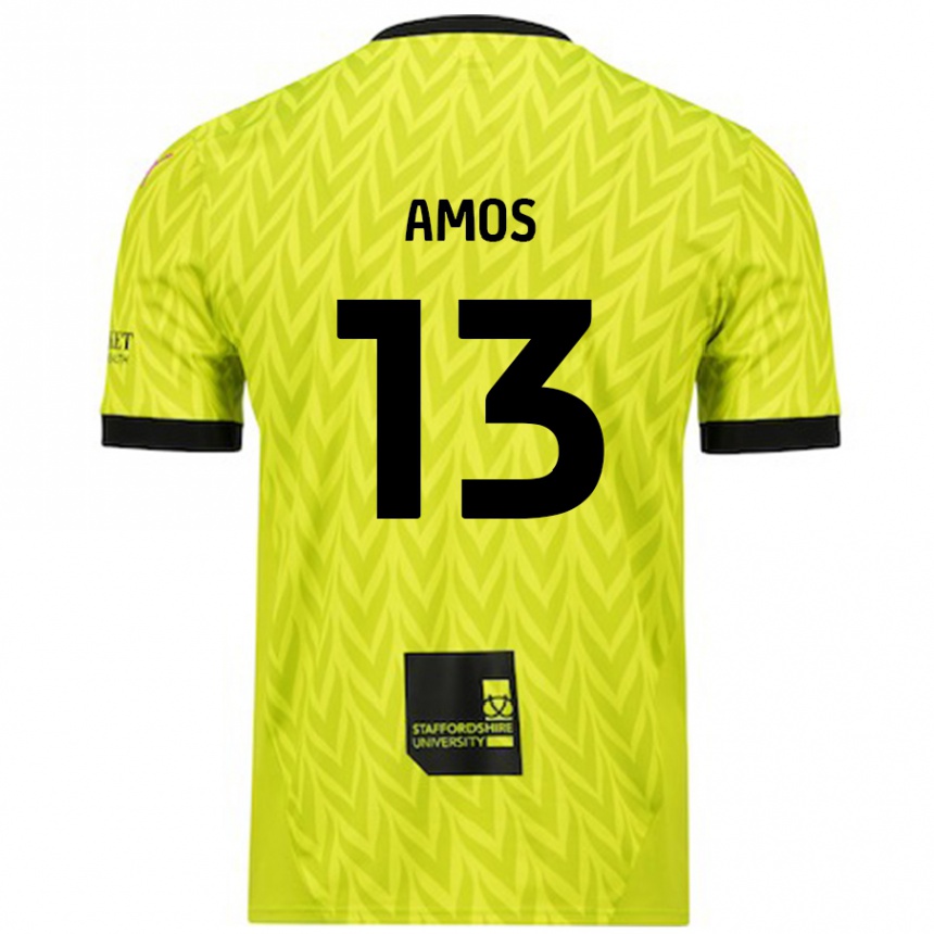 Kids Football Ben Amos #13 Fluorescent Green Away Jersey 2024/25 T-Shirt Uk