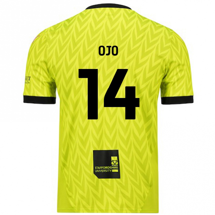 Kids Football Funso Ojo #14 Fluorescent Green Away Jersey 2024/25 T-Shirt Uk