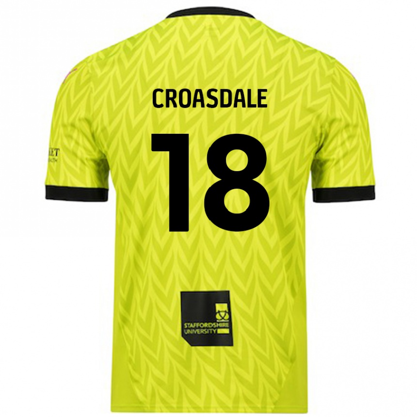 Kids Football Ryan Croasdale #18 Fluorescent Green Away Jersey 2024/25 T-Shirt Uk