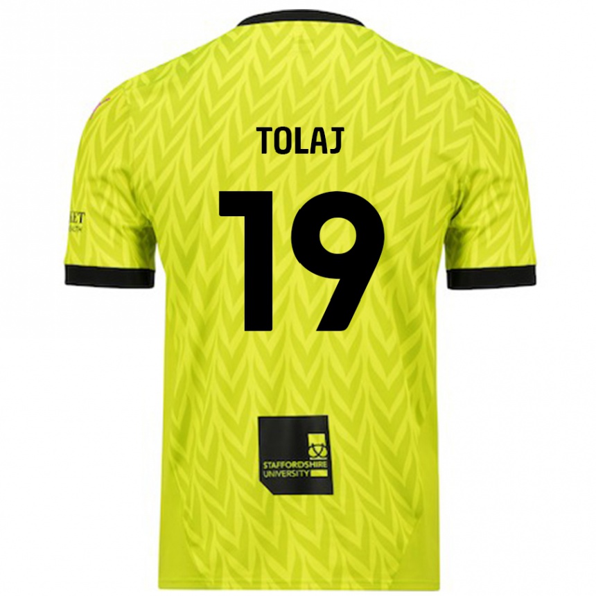 Kids Football Lorent Tolaj #19 Fluorescent Green Away Jersey 2024/25 T-Shirt Uk