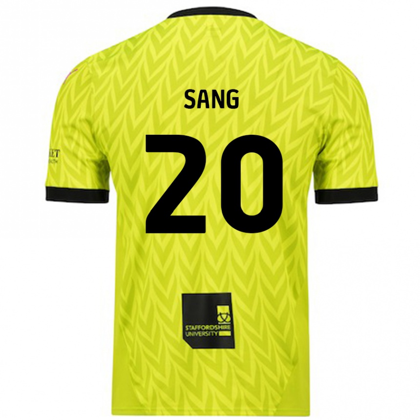 Kids Football Tom Sang #20 Fluorescent Green Away Jersey 2024/25 T-Shirt Uk