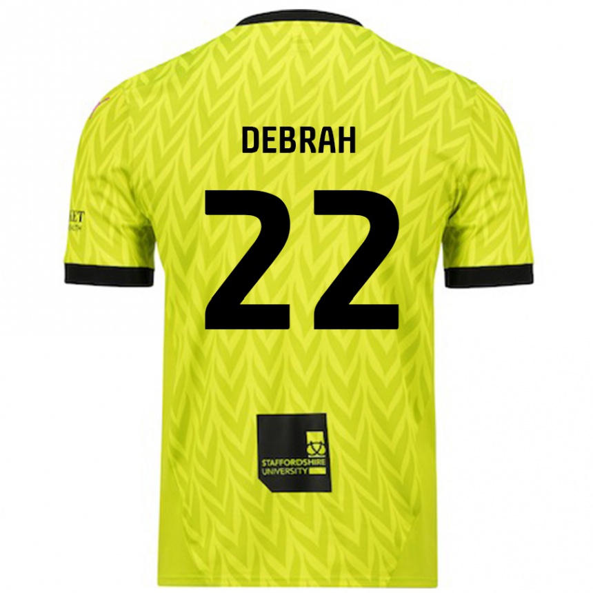 Kids Football Jesse Debrah #22 Fluorescent Green Away Jersey 2024/25 T-Shirt Uk