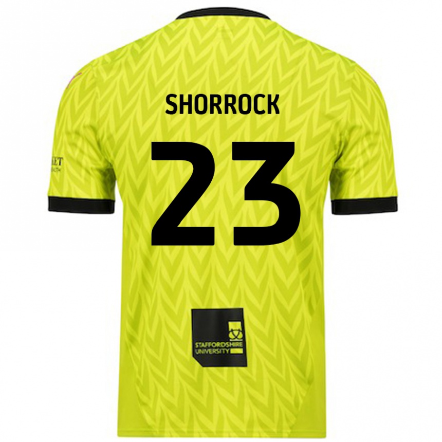 Kids Football Jack Shorrock #23 Fluorescent Green Away Jersey 2024/25 T-Shirt Uk