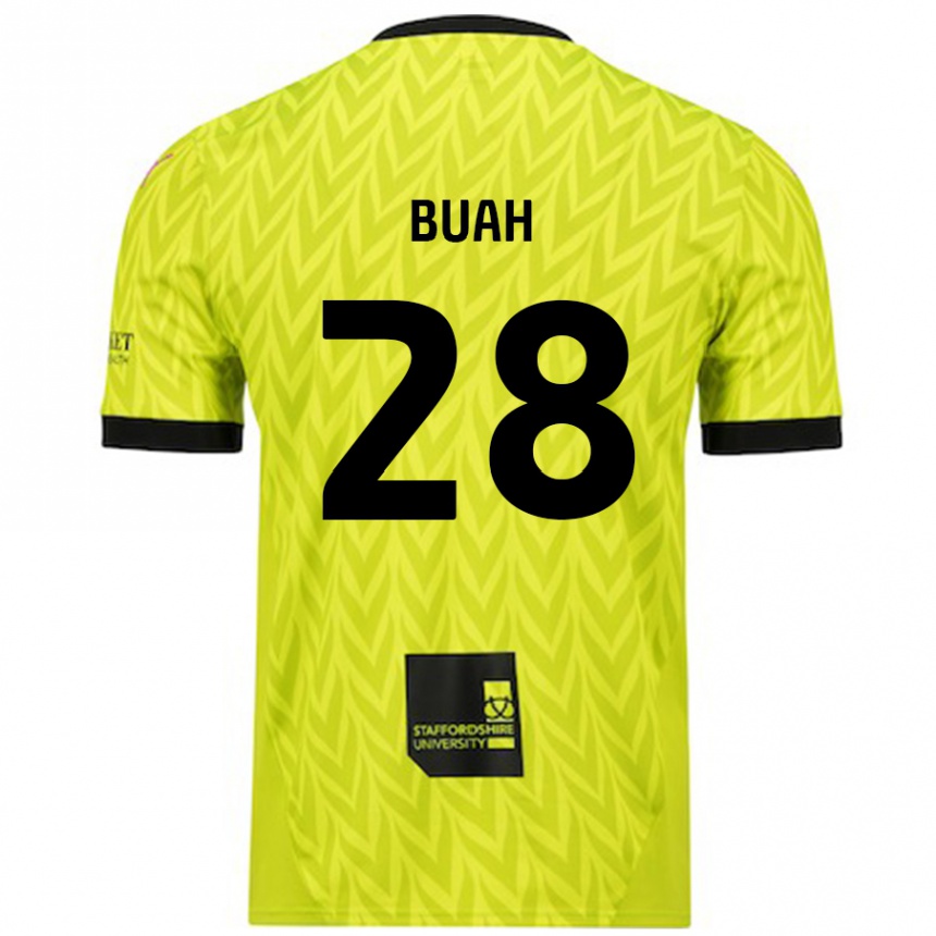 Kids Football Andrew Buah #28 Fluorescent Green Away Jersey 2024/25 T-Shirt Uk