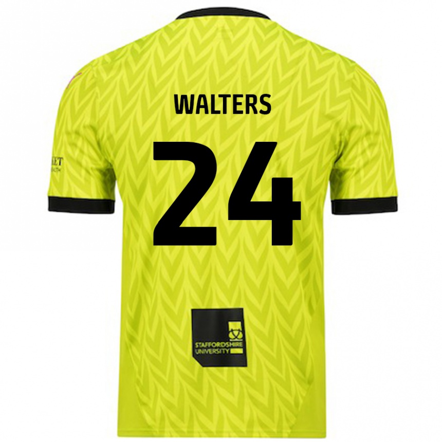 Kids Football Rhys Walters #24 Fluorescent Green Away Jersey 2024/25 T-Shirt Uk