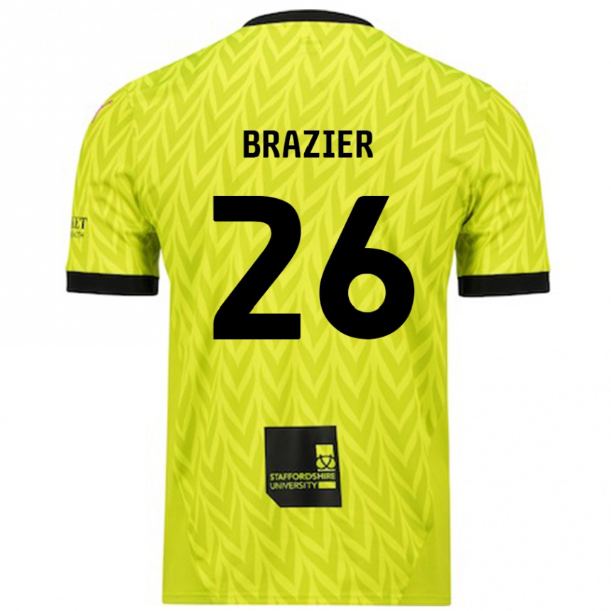 Kids Football Liam Brazier #26 Fluorescent Green Away Jersey 2024/25 T-Shirt Uk