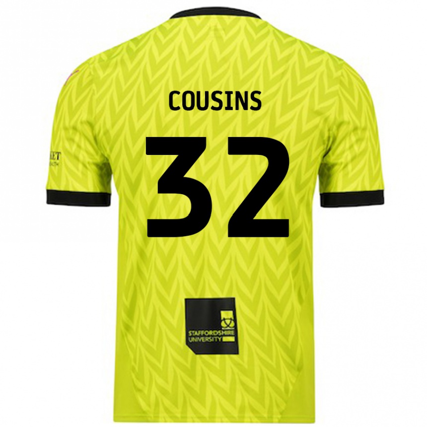 Kids Football Logan Cousins #32 Fluorescent Green Away Jersey 2024/25 T-Shirt Uk