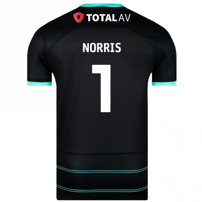 Kids Football Will Norris #1 Black Away Jersey 2024/25 T-Shirt Uk