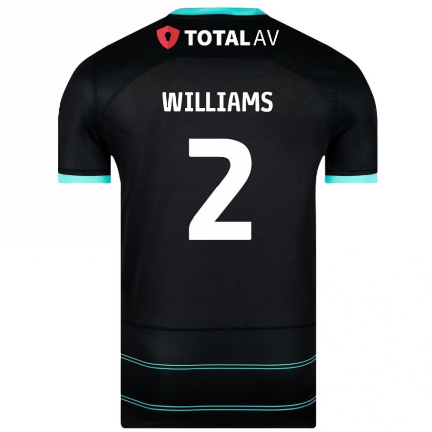 Kids Football Jordan Williams #2 Black Away Jersey 2024/25 T-Shirt Uk