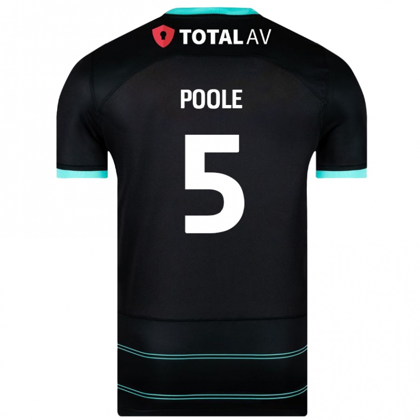 Kids Football Regan Poole #5 Black Away Jersey 2024/25 T-Shirt Uk