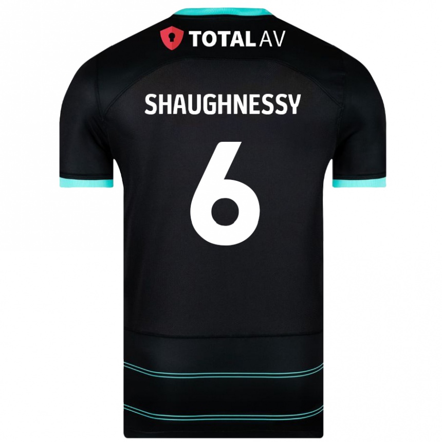 Kids Football Conor Shaughnessy #6 Black Away Jersey 2024/25 T-Shirt Uk