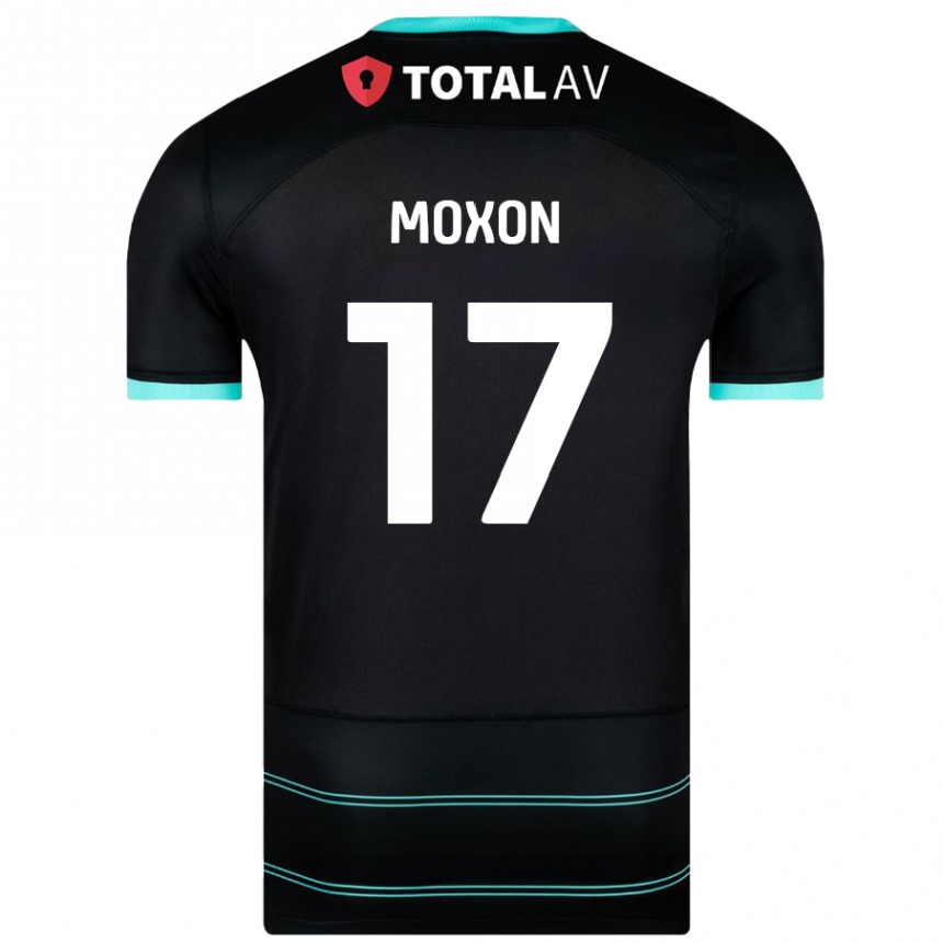 Kids Football Owen Moxon #17 Black Away Jersey 2024/25 T-Shirt Uk