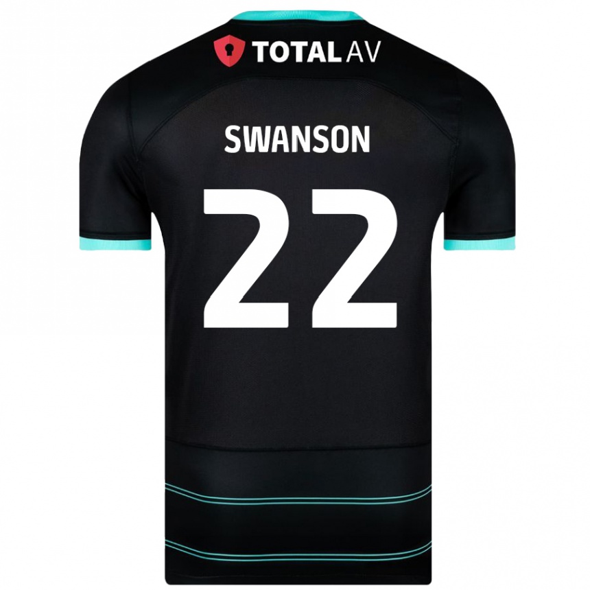 Kids Football Zak Swanson #22 Black Away Jersey 2024/25 T-Shirt Uk