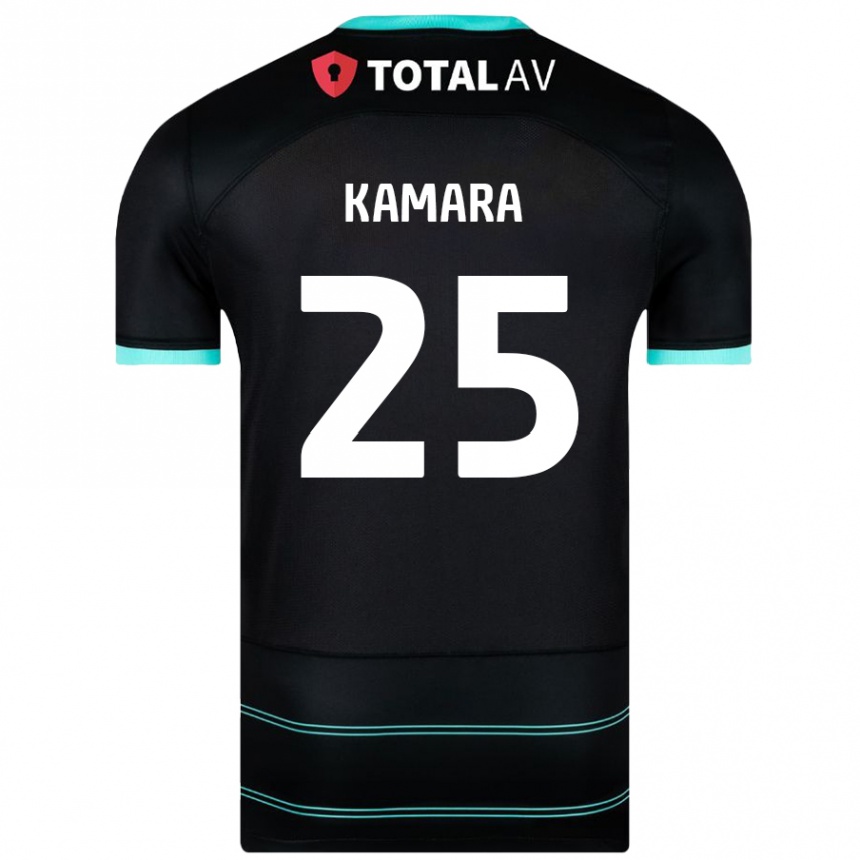 Kids Football Abdoulaye Kamara #25 Black Away Jersey 2024/25 T-Shirt Uk