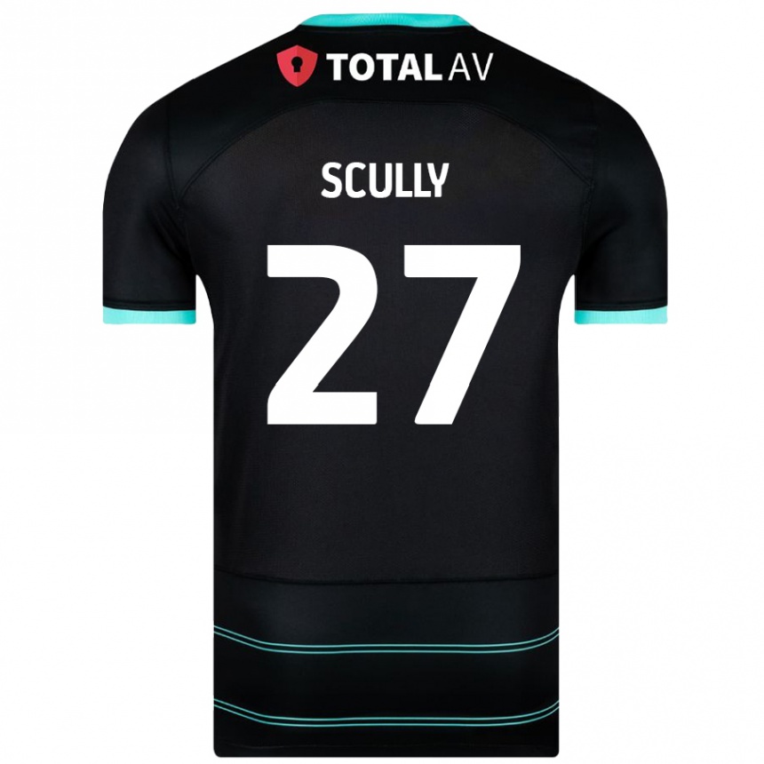 Kids Football Anthony Scully #27 Black Away Jersey 2024/25 T-Shirt Uk