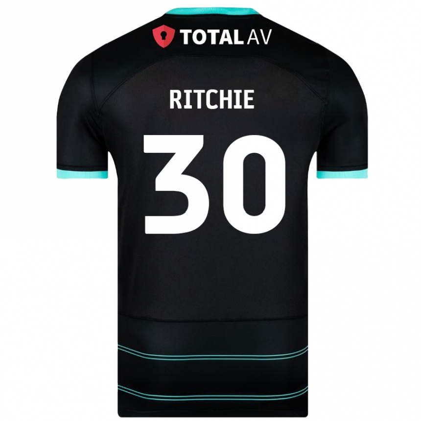 Kids Football Matt Ritchie #30 Black Away Jersey 2024/25 T-Shirt Uk