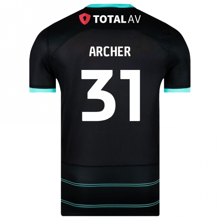 Kids Football Jordan Archer #31 Black Away Jersey 2024/25 T-Shirt Uk