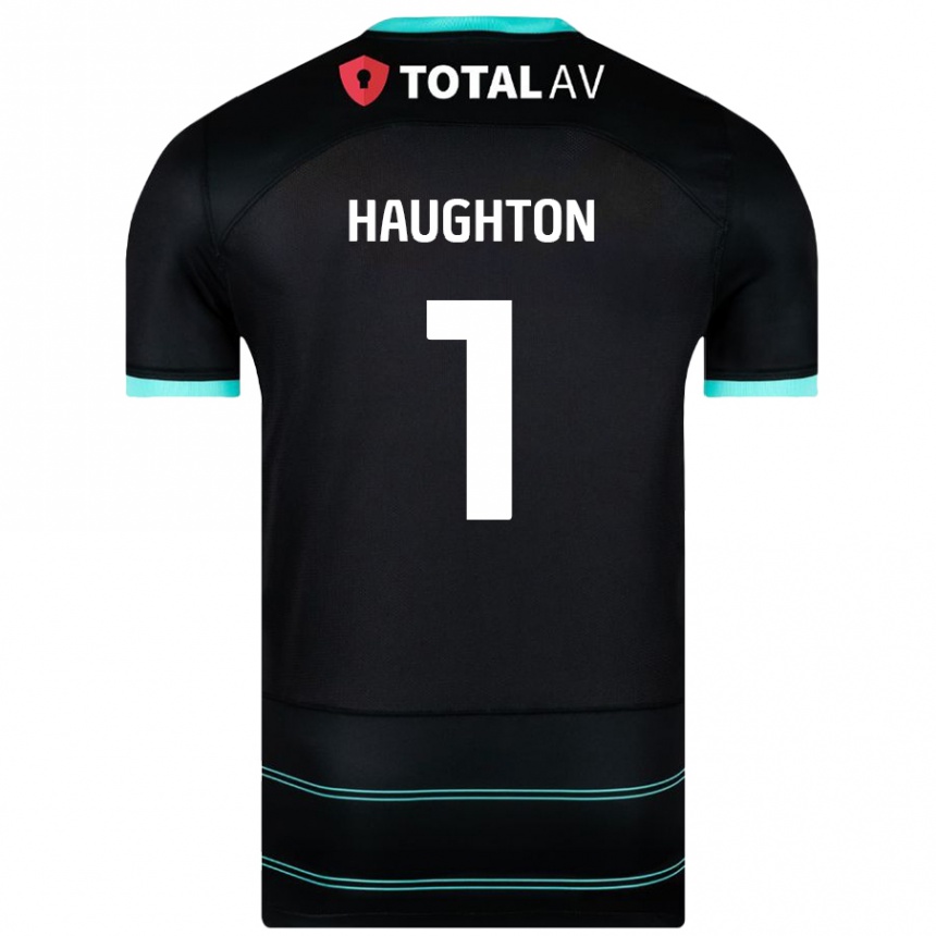 Kids Football Hannah Haughton #1 Black Away Jersey 2024/25 T-Shirt Uk