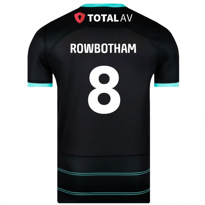 Kids Football Ava Rowbotham #8 Black Away Jersey 2024/25 T-Shirt Uk