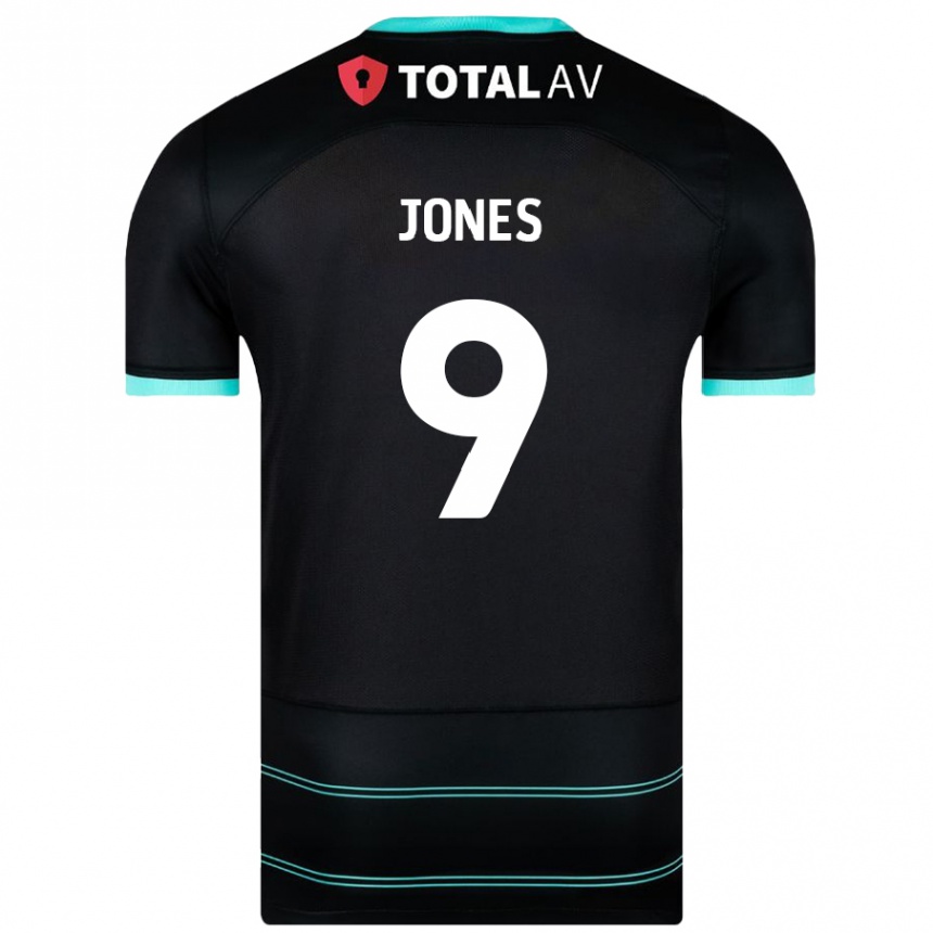 Kids Football Emma Jones #9 Black Away Jersey 2024/25 T-Shirt Uk