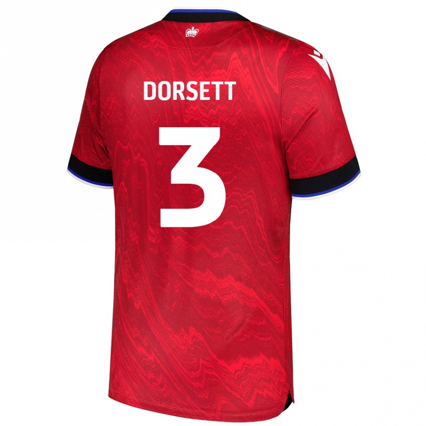 Kids Football Jeriel Dorsett #3 Red Black Away Jersey 2024/25 T-Shirt Uk