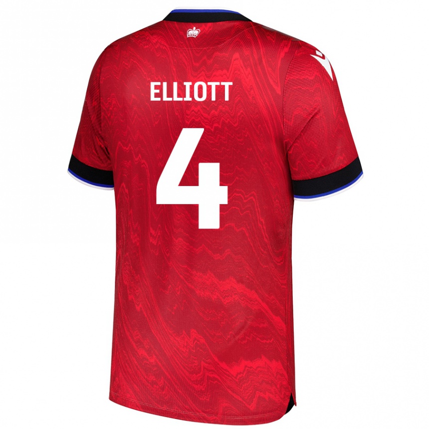 Kids Football Ben Elliott #4 Red Black Away Jersey 2024/25 T-Shirt Uk