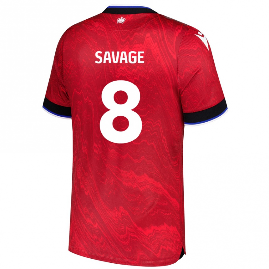 Kids Football Charlie Savage #8 Red Black Away Jersey 2024/25 T-Shirt Uk