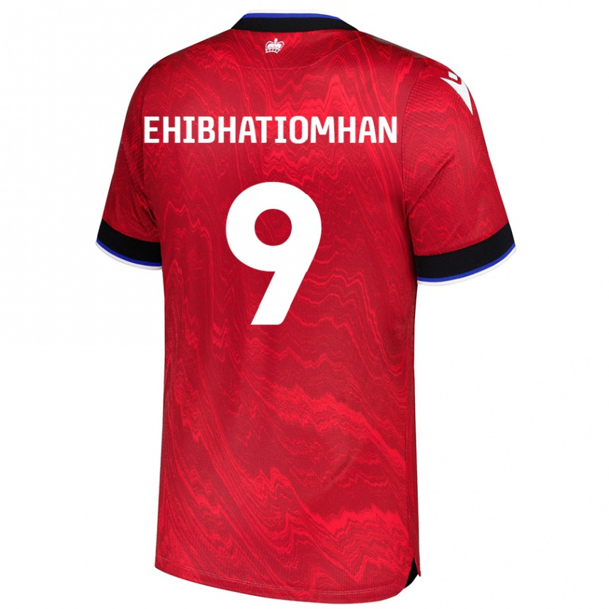 Kids Football Kelvin Ehibhatiomhan #9 Red Black Away Jersey 2024/25 T-Shirt Uk