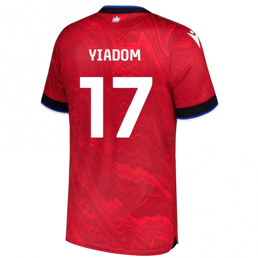 Kids Football Andy Yiadom #17 Red Black Away Jersey 2024/25 T-Shirt Uk