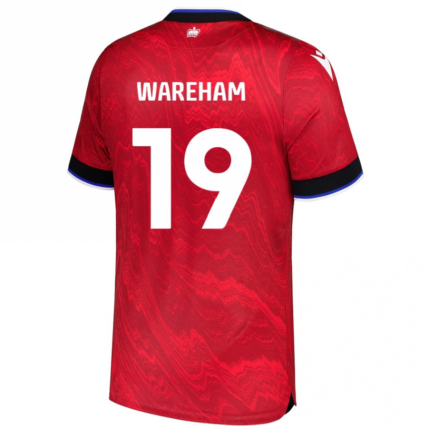 Kids Football Jayden Wareham #19 Red Black Away Jersey 2024/25 T-Shirt Uk