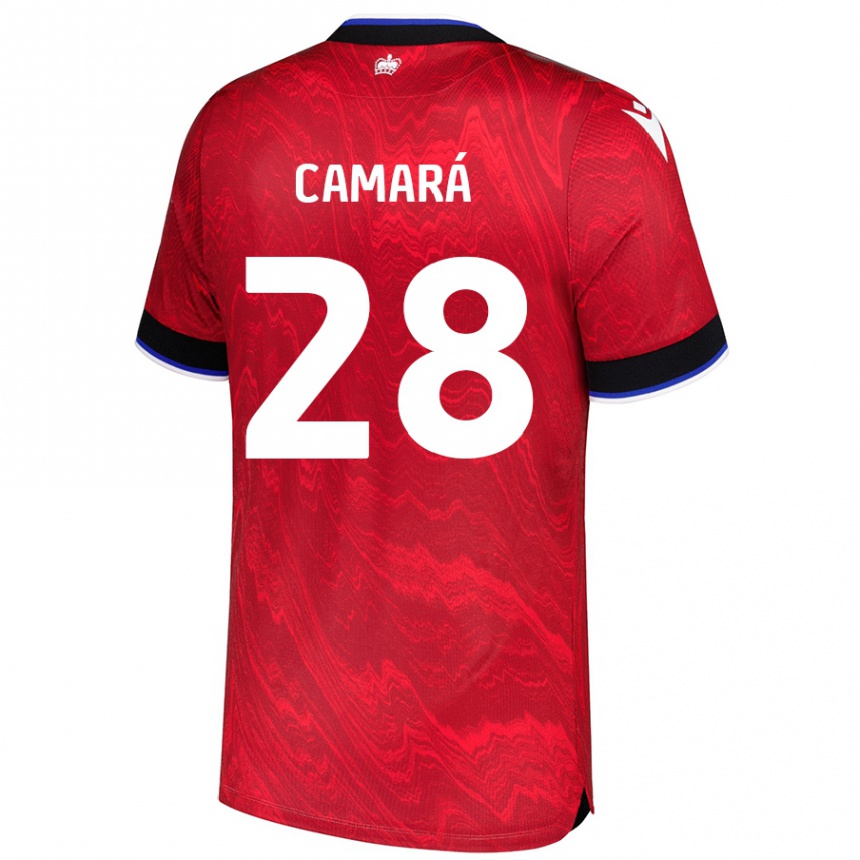 Kids Football Mamadi Camará #28 Red Black Away Jersey 2024/25 T-Shirt Uk