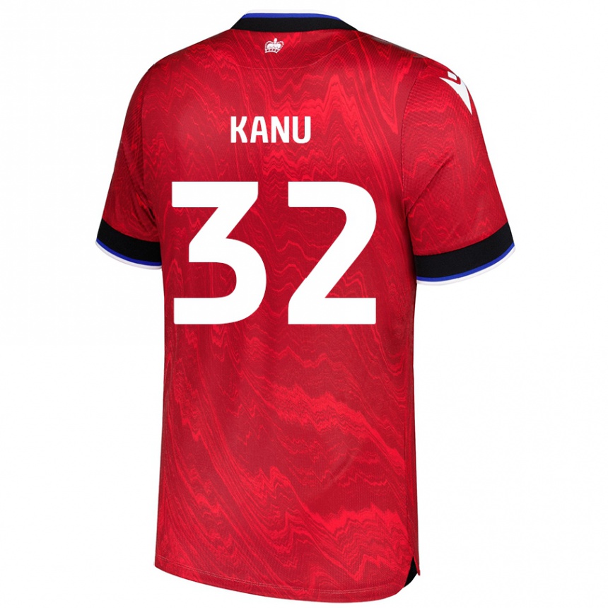 Kids Football Abraham Kanu #32 Red Black Away Jersey 2024/25 T-Shirt Uk