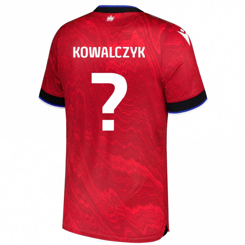 Kids Football Kacper Kowalczyk #0 Red Black Away Jersey 2024/25 T-Shirt Uk