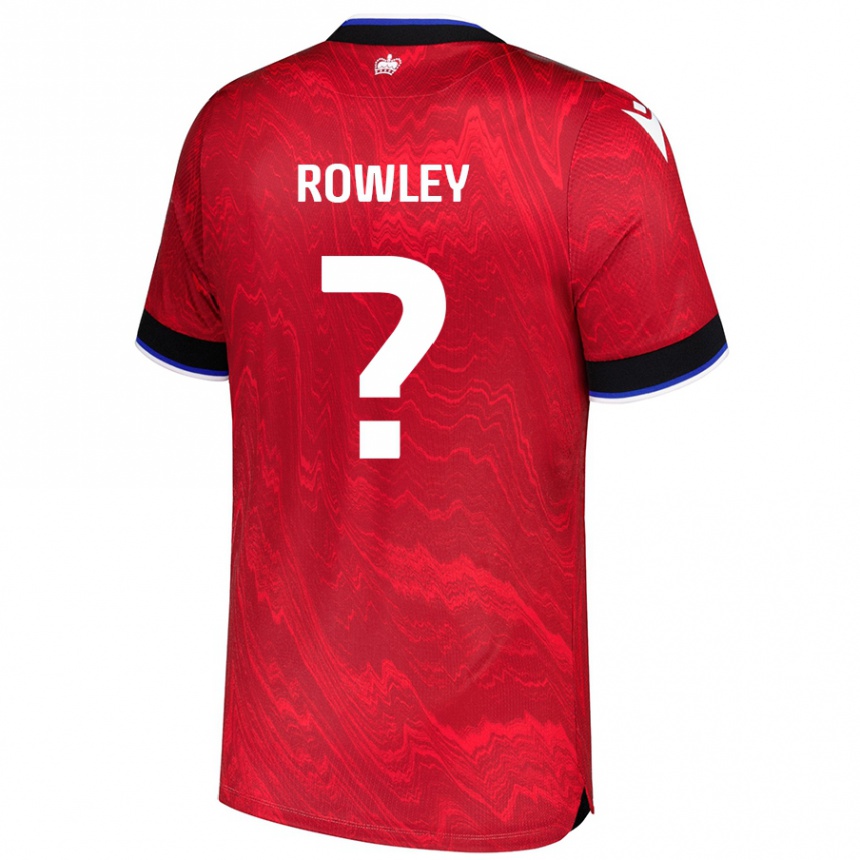 Kids Football Matt Rowley #0 Red Black Away Jersey 2024/25 T-Shirt Uk