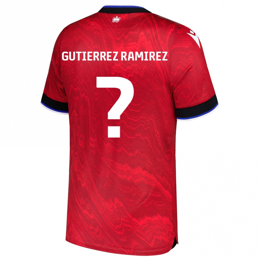 Kids Football William Gutierrez Ramirez #0 Red Black Away Jersey 2024/25 T-Shirt Uk